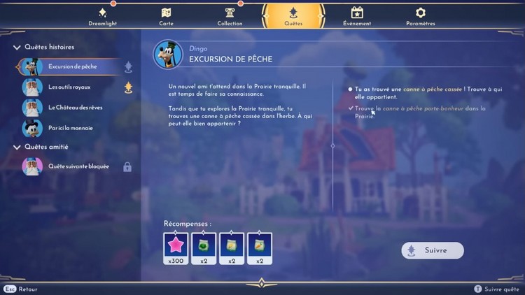 Excursion de pêche Disney Dreamlight Valley