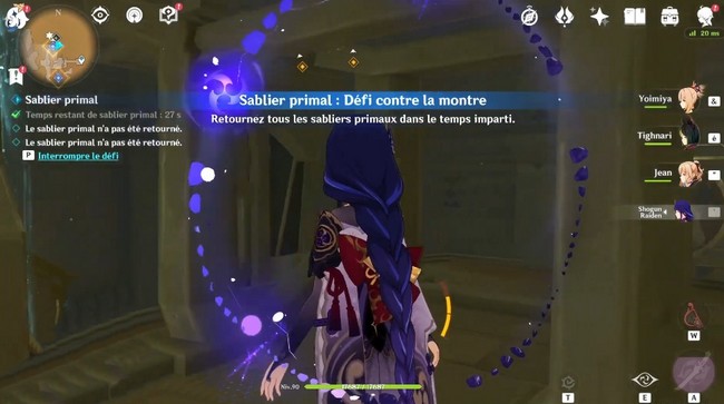 Solution Puzzle Sablier Primal Genshin impact 3.1