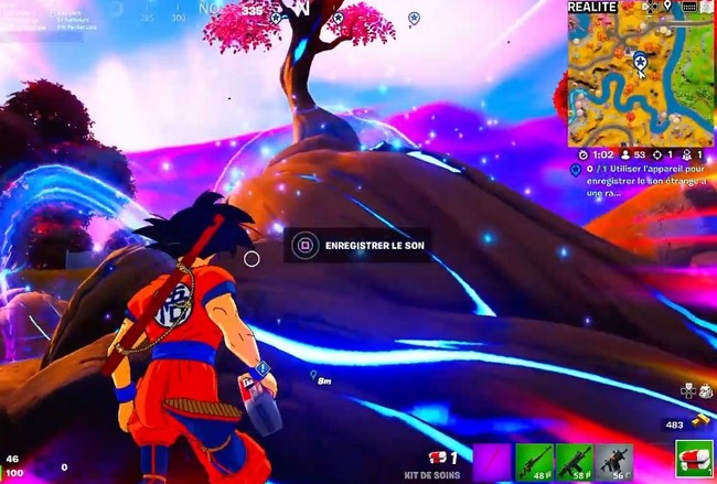 Utiliser l'appareil pour enregistrer le son étrange à une racine de l'Arbre de réalité Fortnite