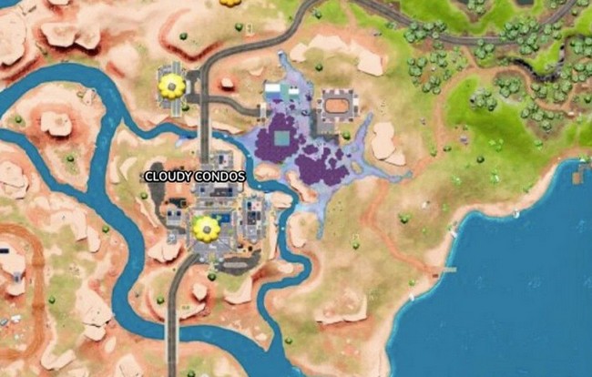 Emplacement de Cloudy Condos dans Fortnite saison 4