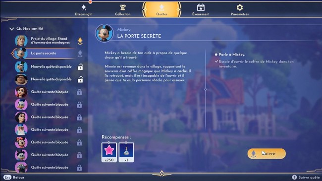 quête La Porte Secrète Disney Dreamlight Valley