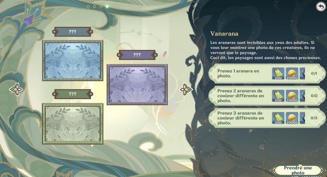 sculpture d’innocence-genshin impact-Prenez une photo de 3 Aranara de couleurs différentes - Clichés instantanés Vanarana