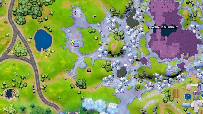 Emplacement 2 du téléviseur à régler en portant la tenue Fusio dans fortnite