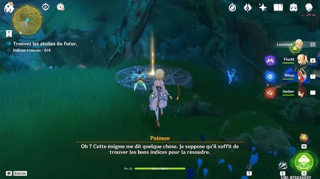 Emplacement Étoile du futur en réflexion Genshin impact (jour 3)