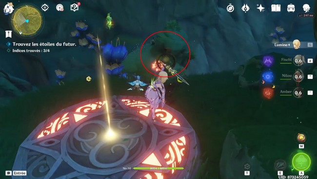 Emplacement Étoile du futur en réflexion Genshin impact (jour 3)