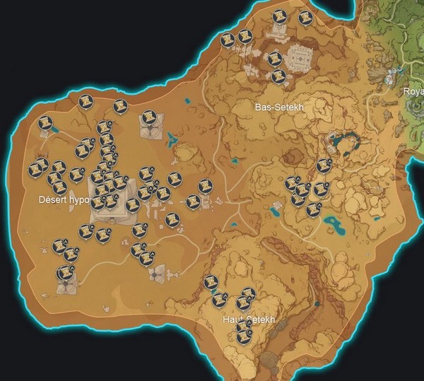 Emplacements Sceau sacré Genshin Impact Sumeru