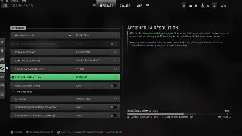 Meilleurs paramètres pour Modern Warfare 2