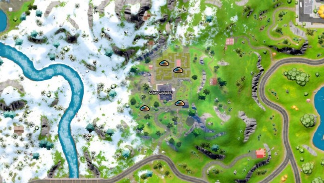 Emplacements des 4 tablatures dans Fortnite