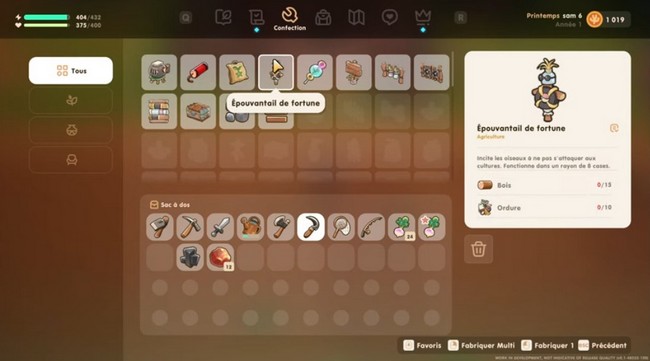 fabriquer un épouvantail dans Coral Island