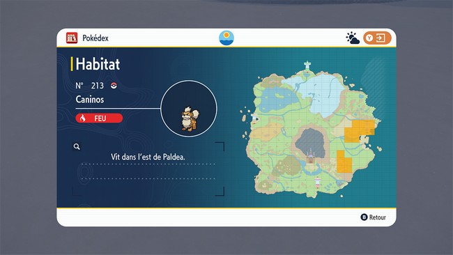 Emplacements de Caninos dans Pokémon Écarlate et Violet