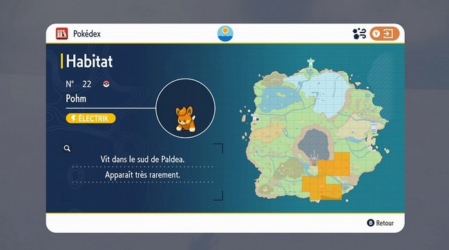 Emplacements Pohm Pokémon Écarlate et Violet