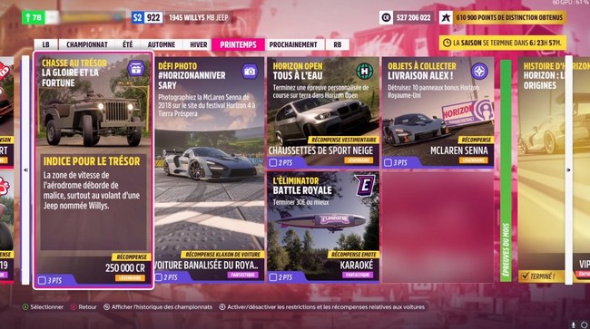 Guide de la chasse au trésor La gloire et la fortune de Forza Horizon 5