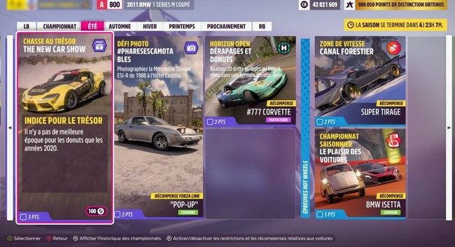 Solution chasse au trésor The New Car Show Forza Horizon 5
