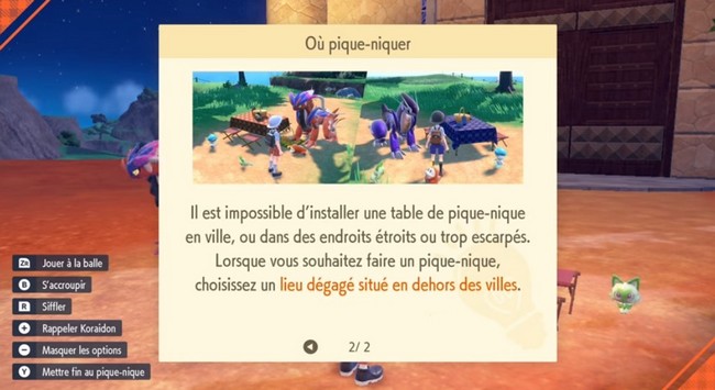 où pique-niquer dans Pokémon Écarlate et Violet