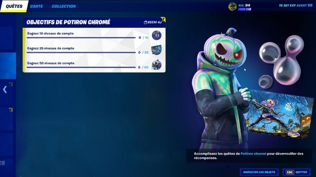 skin Potiron chromé gratuit dans Fortnite