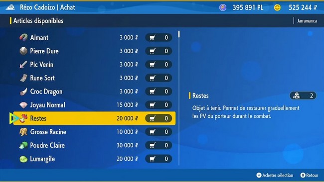 Restes Pokémon Écarlate et Violet