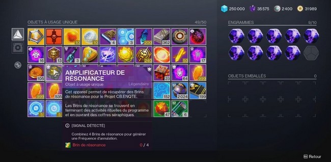 amplificateur de résonance dans Destiny 2 Saison des Séraphins