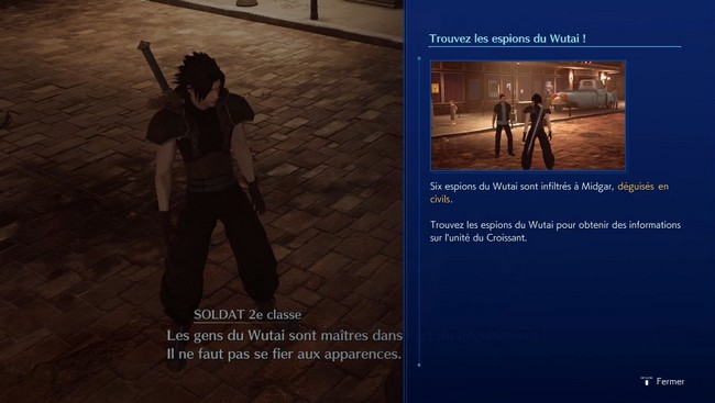 trouver les espions du Wutai- CRISIS CORE FINAL FANTASY VII REUNION