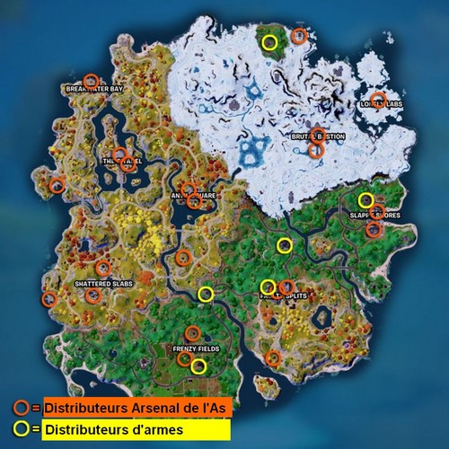 Emplacements Distributeurs Arsenal de l'As Fortnite
