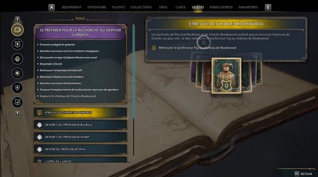 Quête Épreuve de Charles Rookwood Hogwarts Legacy