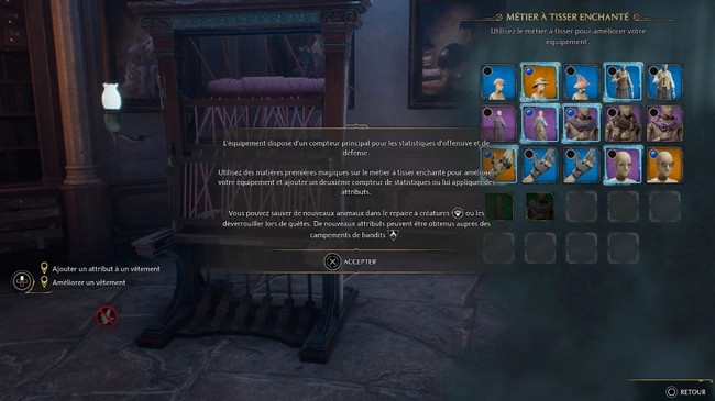 ajouter un attribut à un vêtement Hogwarts Legacy