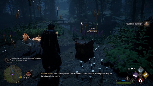 utiliser la carte avec les bougies flottantes pour trouver le trésor Hogwarts Legacy