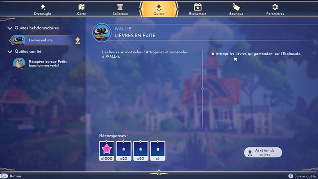 Mission Lièvres en fuite Disney Dreamlight Valley