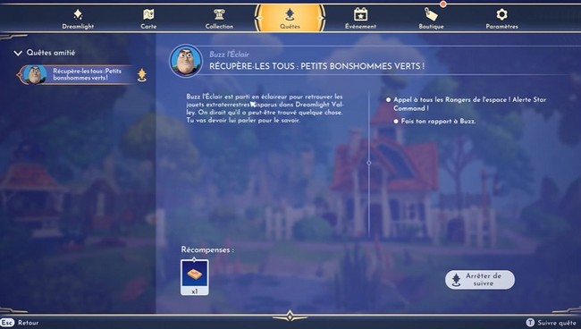 Quête Récupère-les tous Petits Bonhommes Verts Disney Dreamlight Valley