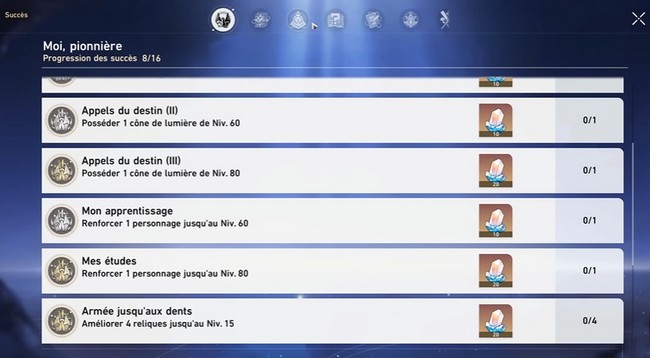 Succès Honkai Star Rail