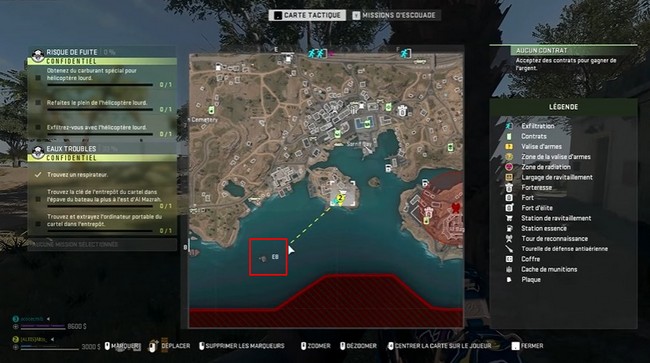 clé de l'entrepôt du cartel dans l’épave du bateau la plus à l’est d’Al-Mazrah