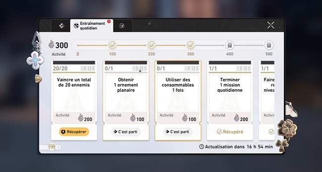 missions quotidiennes dans Honkai Star Rail