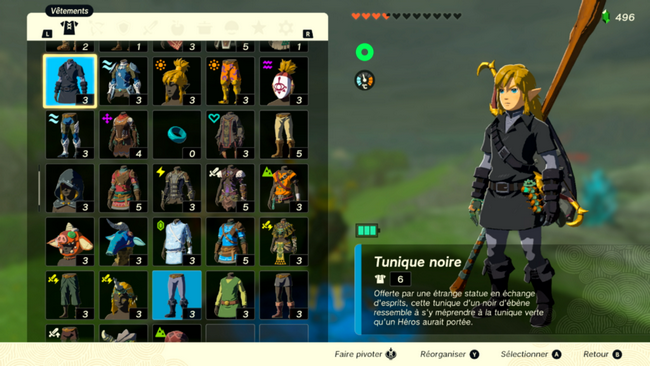 Emplacement Tunique noire Zelda Tears Of The Kingdom