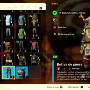 Emplacement bottes de pierre Zelda Tears of the Kingdom