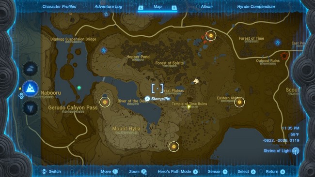 emplacements 4 yeux de la statue zelda-tears-of-the-kingdom