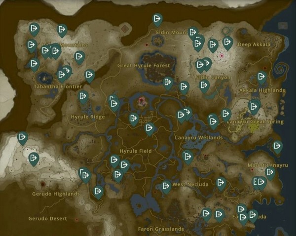 emplacements des grottes Zelda Tears of the Kingdom
