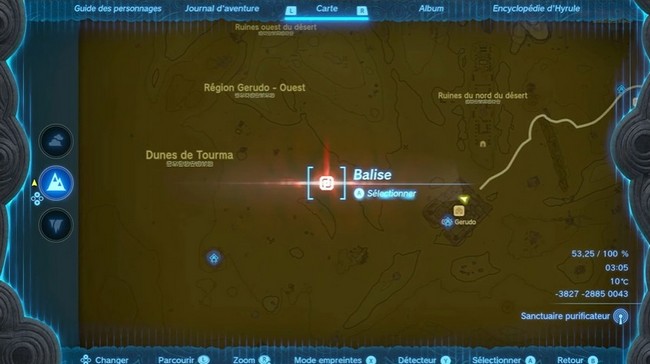 Emplacement Cimeterre Gerudo et bouclier Gerudo Zelda Tears of the Kingdom