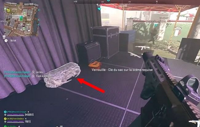 Sac sur la scène-Emplacement