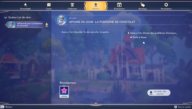 Affaire du Jour La fontaine de chocolat-Disney Dreamlight Valley