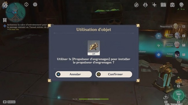 actionner valve d'entraînement pour ouvrir le passage menant au Tunnel minier de géode-1