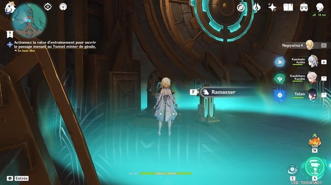 actionner valve d'entraînement pour ouvrir le passage menant au Tunnel minier de géode-2