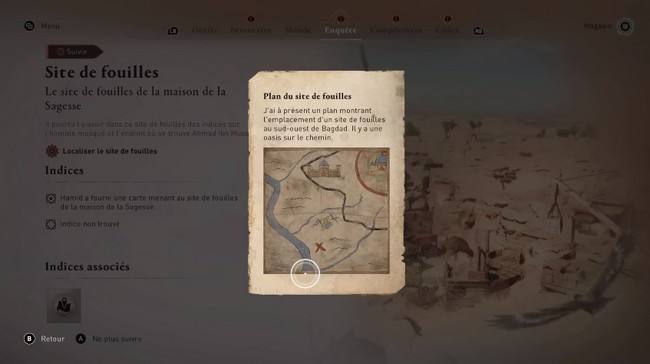 Emplacement site de fouille dans Assassin's Creed Mirage
