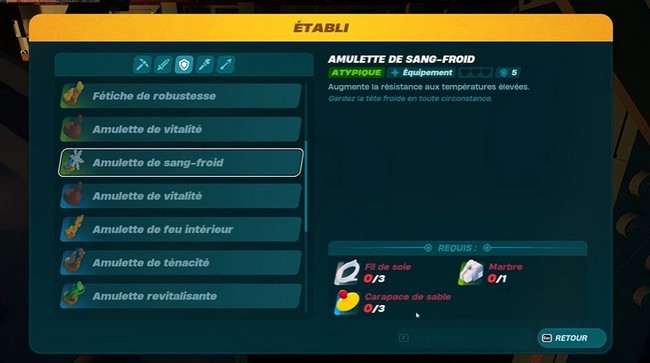 Amulette de sang froid lego fortnite