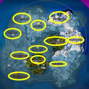 Enjamber à des lieux-dits différents dans Fortnite chapitre 5 saison 1