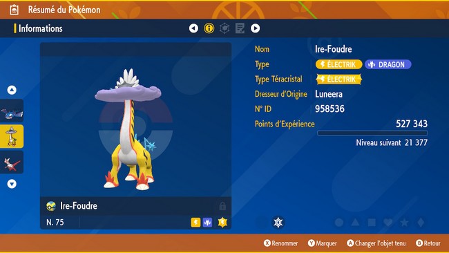 attraper Ire-Foudre dans Pokémon Écarlate et Violet Le Disque Indigo