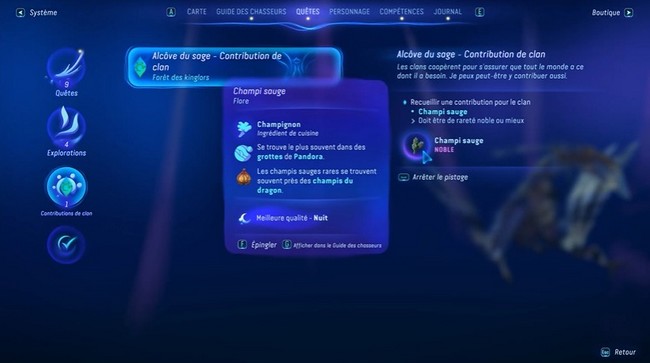 emplacement Champi sauge dans Avatar Frontiers of Pandora