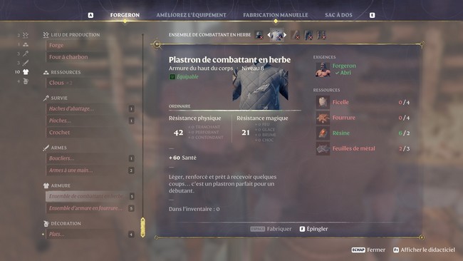 Plastron de combattant en herbe Enshrouded