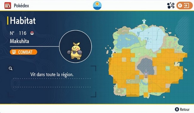 emplacement Makuhita Pokémon Écarlate et Violet