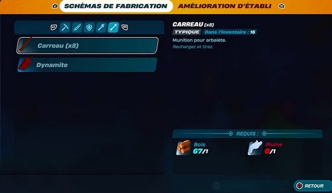 emplacement plumes dans LEGO Fortnite