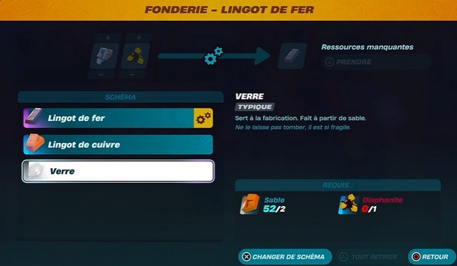 fabriquer du verre LEGO Fortnite