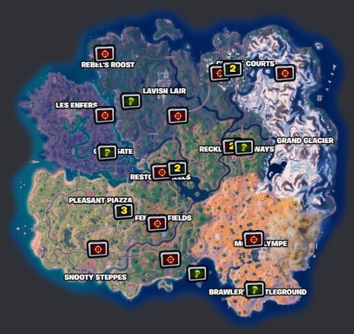 emplacements Mandats de l'Ombre fortnite